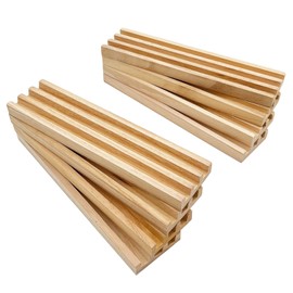 SUTIMSHE Wooden Domino Racks/Trays Set of 8 Natural Domino Trays Holders Organizer for Mexican Train Chickenfoot and Other Domino Games - Dominoes NOT Included