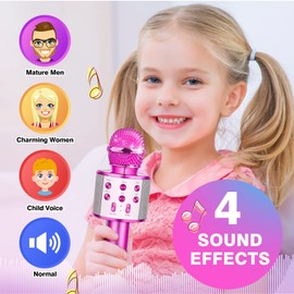 Hapikids Karaoke Machine, Girls Birthday Presents 4 5 6 7 8 9 Year Old Girl Gifts for 3-10 Year Olds Girl Toys Age 3-12 Teenage Girls Gifts Microphones Toys Purple