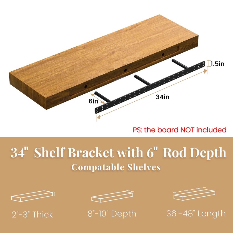 2pcs Floating Shelf Bracket Heavy Duty Hidden Metal Brackets for