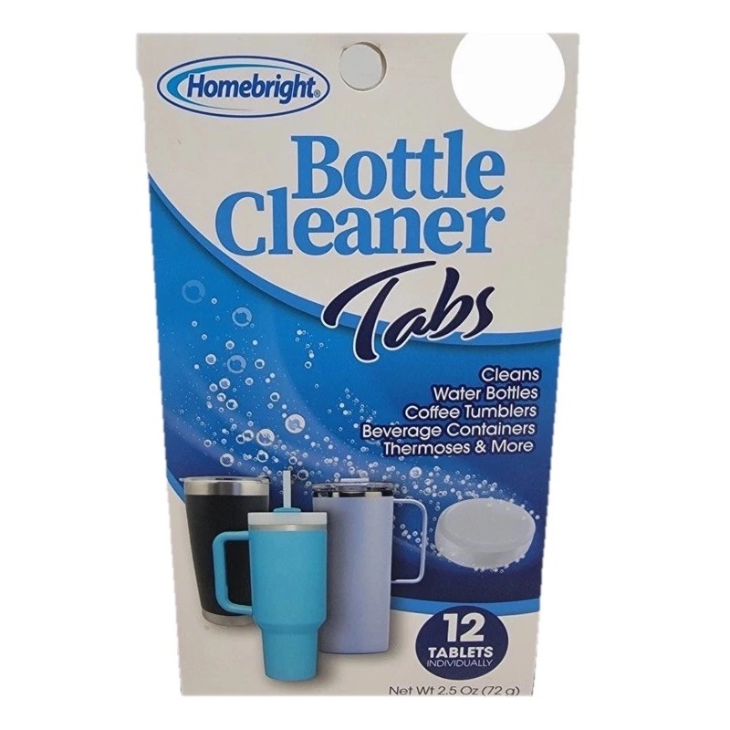 Homebright Bottle Cleaner Tablets 1pk 12pcs Cleans Water Bottles,Coffee