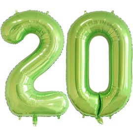 EMAAN 42 Inch Green Jumbo 20 Number Balloons Big Foil Mylar Balloons for 20th Birthday Party Decorations and Anniversary Events Decorations