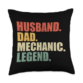 Mechanic gift ideas Garage Dad Store Husband Dad Mechanic Car Enthusiast Garage Fathers Day Throw Pillow, 18x18, Multicolor