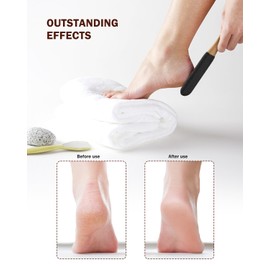 BEZOX Foot Pumice Stone Pedicure File(1 PCS) - Wooden Handle Foot File Callus Remover for Smoother Feet and Hands - Foot Scrubber, Heel Sander and Dead Skin Scraper - Black