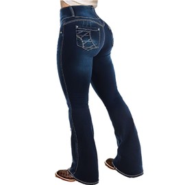 Flamingals Butt Lifting Bootcut Jeans Stretchy Casual Fall Winter Trendy Flare Leg Jeans for Women Cobalt Blue XL