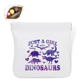 Dinosaur Lover Pocket Cosmetic Bag, Waterproof Portable No Zipper Self-Closing Makeup Pouch, Just A Girl Who Loves Dinosaurs, Dinosaur Gift, Gift Ideal for Women Girls Teen (CX24)