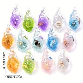 Ximimark 20 pcs Shimmering Luminous Conch Resin Pendants - Ocean-Inspired DIY Jewelry Charms for Earrings, Necklaces, Keychains & Hair Decor - 19x39mm Transparent Marine Style Accessories