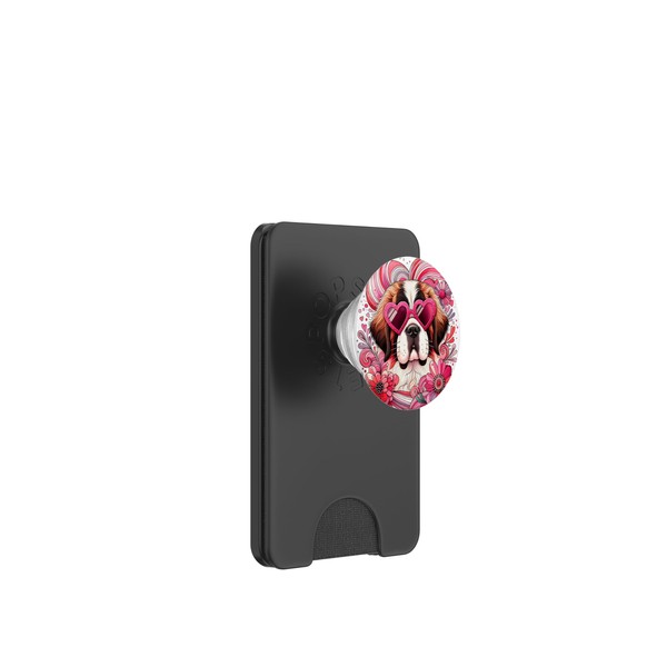 Bernhardiner-Hund St. Valentinstag Kunstwerk PopSockets PopWallet für MagSafe