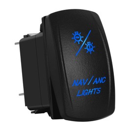 BACAUTOPARTS Blue Led Navigation Light Anchot Light Rocker Switch 10 Pin ON-Off-ON Nav/ANC Light Toggle Switch for Marine Boat Ship Vessel Fishing Boat 12V 24V IP68