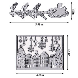 Christmas Cutting Dies Christmas Santa Claus Die Cuts for Card Making, Christmas City Background Die Cut Embossing Stencil Template for DIY Scrapbooking Photo Album Card Craft Decoration Supplies