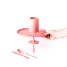 KNORK 5 Piece Set Ultimate Eco Favor Party Bundle, Coral