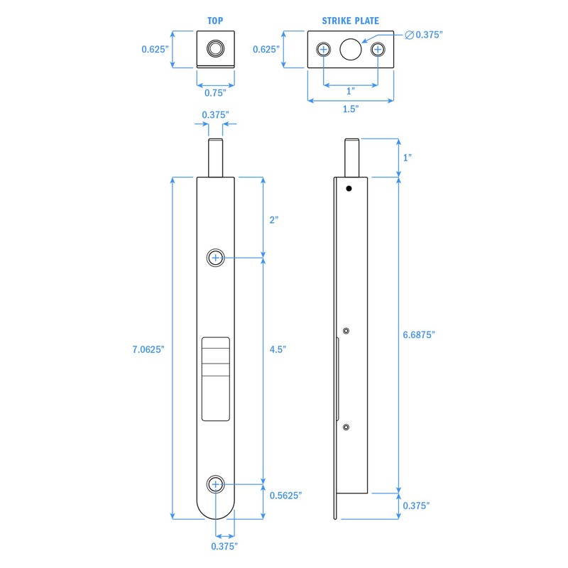 Nuk3y Heavy Duty 7-Inch Solid Brass Flush Bolt (Satin Nickel)