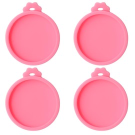 PINE & LINEN 4 Pcs 2.5inch Durable Pet Can Lids, Silicone Small Pet Can Covers Waterproof Cat Food Cans Lids for 3 oz Cat Food Cans（Pink）