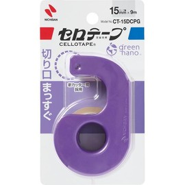 Nichiban CT-15DCPG Cellotape with Small Roll Cutter, Straight Cutter, Green Nano, Width 0.6 inches (15 mm), Pearl Purple
