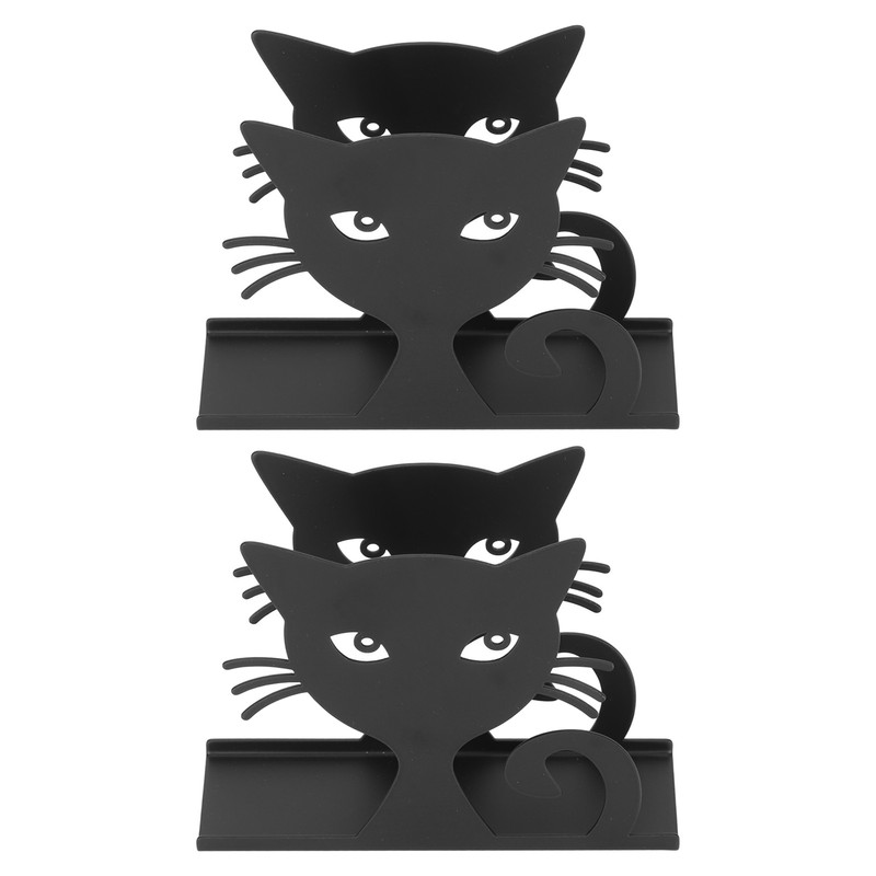 2pcs Metal Napkin Holder Innovative Hollow Out Cat Shape Paper