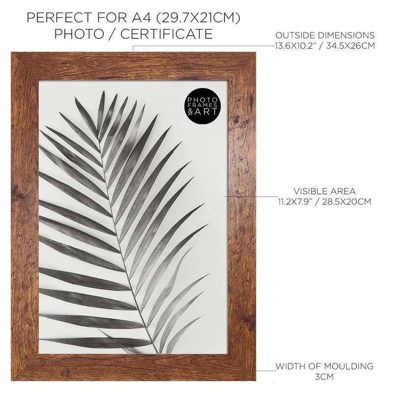 A4 / 29.7x21cm GLASS Window - Rustic Distressed Wood Effect