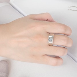 Men 925 Sterling Silver Cubic Zirconia Rings Circular Cut CZ Engagement Rings Wedding Band For Women Bridal Size 6-13 (12)