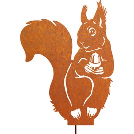 JYUECIAN Squirrel Garden Stake Autumn Rust Decoration for Garden Autumn Decoration Patina Metal Squirrel Rust Stake Garden Decoration for Outdoor Use