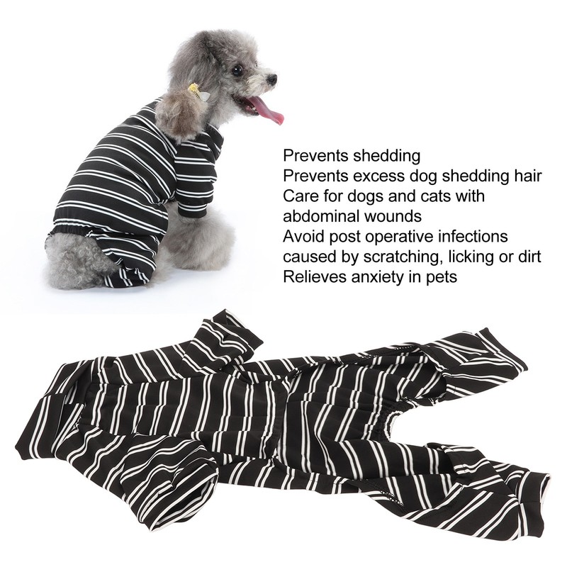 Dog Striped Pajamas Classic Black White Stripe Lightweight Full Coverage