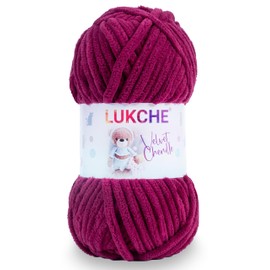 Lukche Velvet Chenille Blanket amigurumi Yarn for Crocheting and Knitting Super Bulky 100 gr (75,4 yds) (Yarn Thickness 8 mm) (Chery) 1