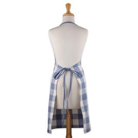 DII Buffalo Check Kitchen Collection, Classic Farmhouse Chef Apron, One Size, Stonewash Blue