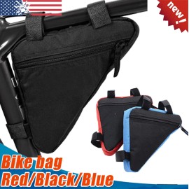 Unbranded Bicycle Frame Bag Triangle Bike Bag Waterproof Bicycle Storage Under Tube Bag - Red