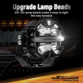 maXpeedingrods 2 x 3.5" 160W Offroad Lights, LED Light Bar 19200LM with White Amber DRL, 270°Side Shooter Pod Lights, Fog Spot Light with Black Covers for Jeep Wrangler,Trucks UTV ATV Motorcycles