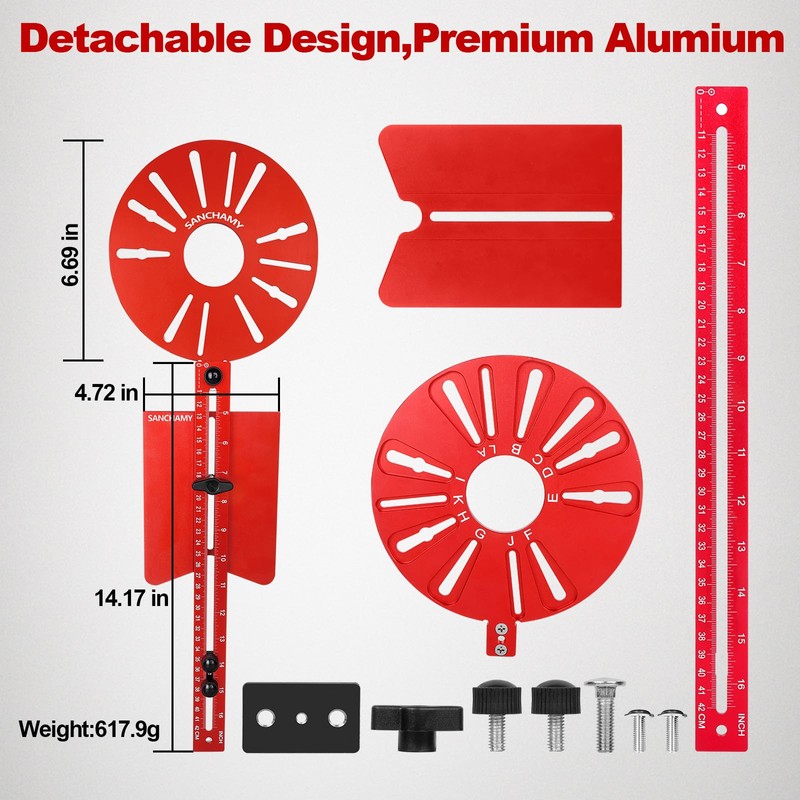 5 In 1 Router Circle Cutting Jig For Cutting/Routing Circle,Aluminum