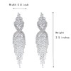 CHRAN Silver Rhinestone Long Tassels Dangle Chandelier Earrings Jewelry Size