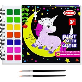 JUNQIU Watercolor Coloring Book For Kids, Paint With Water, Mess Free Coloring For Toddlers, Arts and Crafts Kit Easter Basket Stuffers For Girls Boys - Unicorn