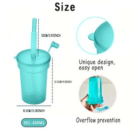 Onlvmyur Pack of 12 Drinking Cups with Straw and Lid, Children's Plastic Cups, Reusable Children's Party Cups for Children, Adults, Iced Coffee, Cold Drinking, Smoothie Juice (380 ml)