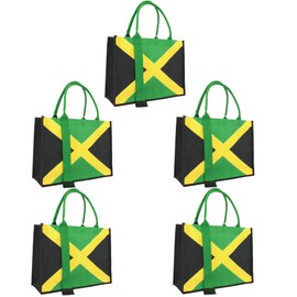 VOARYISA Women's Canvas Tote Bag Waterproof Ribbon Beach Bag Jamaican Reggae Party Bag With Shoulder Belt(Jamaica-5pcs)