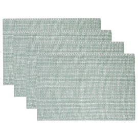 100% Cotton Placemats for Dining Room Tables Rectangle Two Tone Woven Fabric 10" x 19" Soft Durable Table Mat Set, Set of 4, Pale Green, Case Pack (Pack of 12, 48 Count Total)