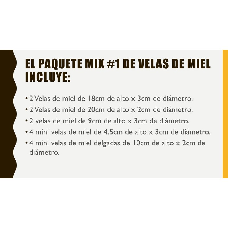 Velas De Miel Paquete Mix #1 Contiene 14 Piezas