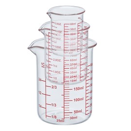 Ackers High Borosilicate Glass Measuring Cup Set with Pour Spout,60ml(2OZ),120ml(4OZ), 250ml(8OZ) Glass Measuring Beaker for Kitchen or Restaurant, Easy to Read