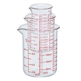 Ackers High Borosilicate Glass Measuring Cup Set with Pour Spout,60ml(2OZ),120ml(4OZ), 250ml(8OZ) Glass Measuring Beaker for Kitchen or Restaurant, Easy to Read
