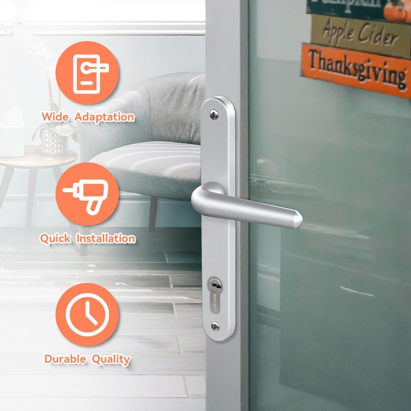 Bwintech 1 Set Silver Anodised UPVC Aluminium Door Handle Set,