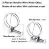 Double Wire Adjustable 304 Stainless Steel Hose Clamps for 13-16mm