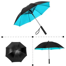 Tefedpot Umbrella with Fan and Mist Spray, 2025 upgraded 3-in-1 UV Blocking Umbrella with Fan and Mister for Summer outdoor activities (Blue)