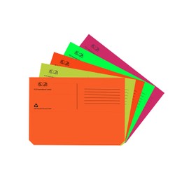 (Pack of 10) A4 Foolscap Document Wallet Half Flap 250 GSM 100% Recycled Paper Folders A4 Document Organiser Storage File Folders Expanding File Folders for Home School Office (Fluorescent-Assorted)