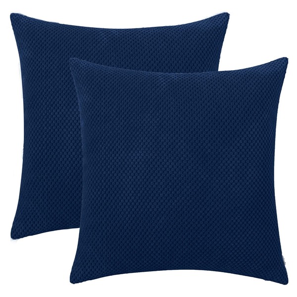HWY 50 Navy Blue Corduroy Throw Pillow Covers 16x16 Inch,