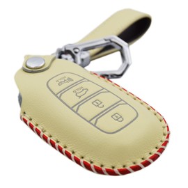 Genuine Leather Key Fob Cover Case Protector for Hyundai Santa Fe Elantra GT Hatchback Palisade Elantra Kona Venue Veloster N