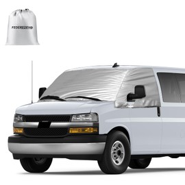 Federedevo Custom Fit Silver Windshield Cover Compatible with Express/GMC Savana Van 1996-2025 for Privacy Blockout UV Reflector Snow Protection