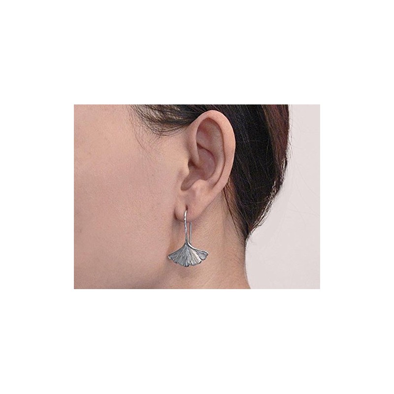 Sovats Ginkgo Leaf Earring For Women 925 Sterling Silver Rhodium