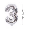 Glamixx 40" NUMBER (3) BALLOONS - Self Inflated Air/Helium - Foil Balloons  - SILVER