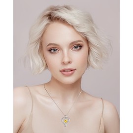 Mkhhy Jewelry Gifts for Women Silver Infinity Love Heart Birthstone Necklace Gift for Wife Birthday Anniversary Her Gilfriend Mom Daughter Grandma November Citrine