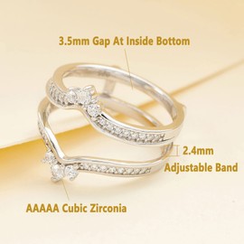 SHELOVES Crown Wedding Ring Guard Enhancers Round Cubic Zirconia 925 Sterling Silver Stack Wrap for Women 6