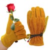 AOUCHI Leather Work Gloves for Men Women with Cotton Lining,