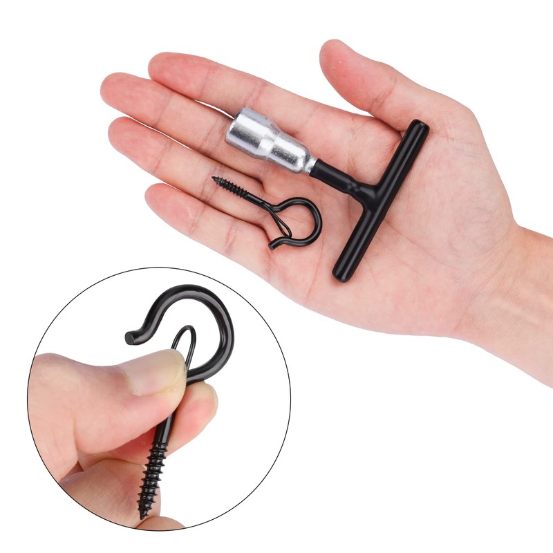 MOGADEE® Screw Hooks, Black, Hooks for Screwing 20 Pieces Ceiling