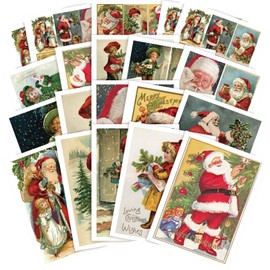 Watersay 20 Pcs Decoupage Paper 8.3"x11.2" Christmas Winter Santa Kids with Gifts Decoupage Paper Pack Decoupage Paper Retro for Decoupage, Craft and Scrapbooking