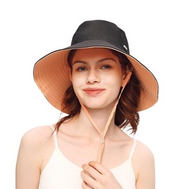 Sun Hats for Men Women UPF 50+ Wide Brim Fishing Hat UV Protection Ponytail Beach Gardening Hat SLH3M430D, Black&orange, One Size